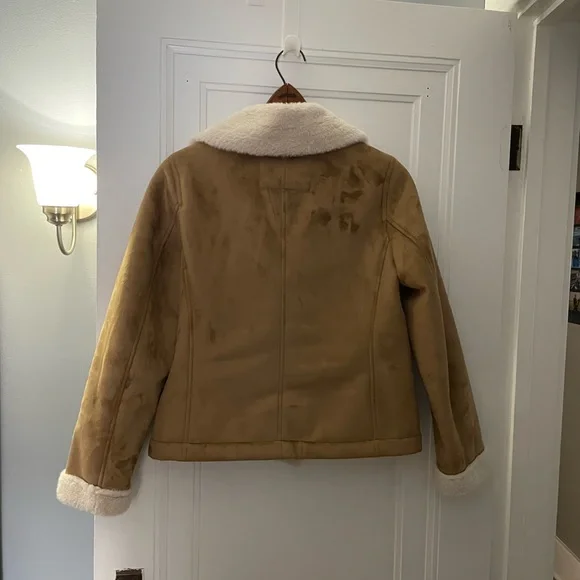 Faux shearling moto jacket with plush fur lining - Picture 3 of 4